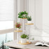 4 TMJ073R IBUYKE Tier Plant Stand Indoor, Metal Wood Plant Shelf for Multiple Plants, Small Tiered Corner Flower Pot