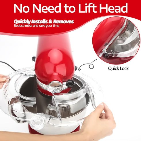 Updated KitchenAid Tilt Head 4.5-5 QT Pouring Shield, Fully Enclosed Foldable Lid Mixer Bowl Cover for Kitchen Aid