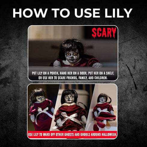 13" Lily: Host a Ghost Creepy Haunted Doll for Protection from Ghosts. Lizzie Borden House Scary Doll for Halloween