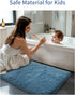 Blue Bathroom Rug 17x24in, Washable Non Slip Bath Mat for Soft Absorbent Plush Shower Mat for Modern Luxury