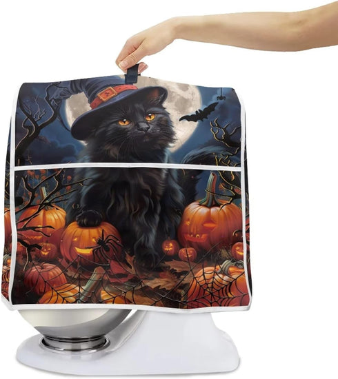 Black Cat Stand Mixer Cover, 6-8 Quart Pumpkin Bat Kitchen Appliance Covers for Dust Protection