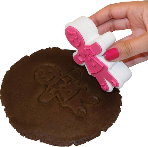 Tovolo Gingerbread Girls Templates Reverse, Set of 6 Cookie Stamps with Cutter, Dishwasher Safe