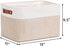 DULLEMELO Collapsible Rectangle Fabric Storage Basket, Organizing Clothes, Toys, Laundry, White & Khaki