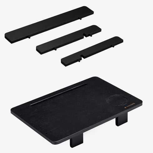 Navaris Clip-on Bedside Shelf - Clamping Hanging Bamboo Shelf for Bed Frame - Small Bed-Side Table Tray for Books