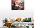 Japanese Bushido Wall Art, Red Samurai Pictures Canvas Painting for Bathroom Bedroom Living Room Office, Framed 16"x12"