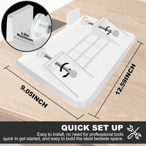 FABIEN SIEFFERT Bedside Shelf for Bunk & Top Bunk, Bed Side Tray Table Storage, Bedside Caddy, Bunk Bed Shelf, Clip On