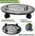 1 Packs 13.6" Large Metal Plant Caddy with PU Wheels Heavy-Duty Wrought Iron Rolling Plant Stands Indoor Outdoor