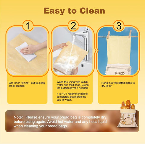 Nedsewor 2 Pack 17inx13in Reusable Beeswax Bread Bags for Sourdough, Bread Bags for Homemade Bread, XL Natural Beewax