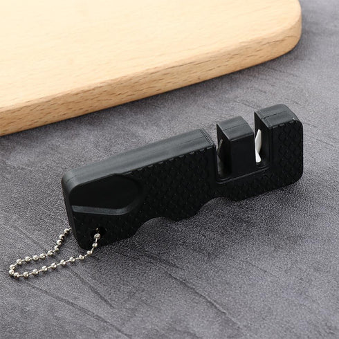 Black Pocket Knife Sharpener, Kitchen Knife Sharpener, Handheld Keychain Tool for Outdoor Camping & Scissors