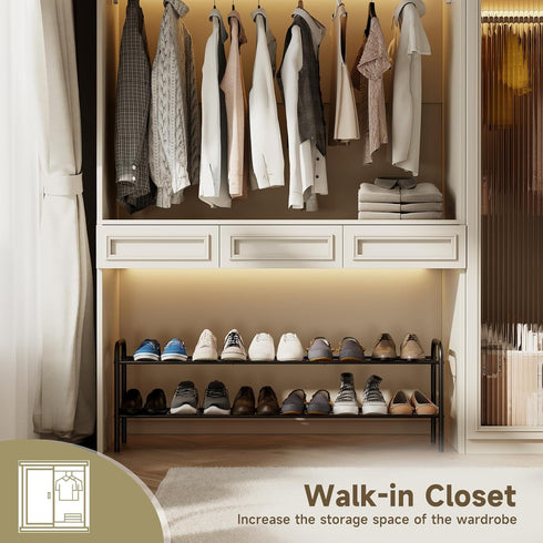 Vellzeyce Closet,Wide 2 Shoe Rack,Long Shoe Organizer for Shoe Storage for Entryway, Tier Sturdy Metal Free Standing