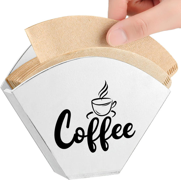 Cone Coffee Filter Holder, Vintage Wall-mount Paper Holder for Coffee Bar Accessories, White