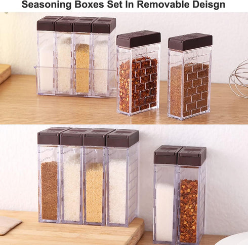 12 PCS Spice Shaker Jars, Salt and Pepper Shakers Set, Plastic Seasoning Storage Container Bottles with Lid & Tray