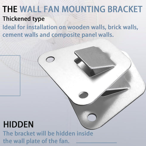 2-Set Heavy Duty Wall Fan Mounting Bracket, Solid Steel Fan Wall Mount with Fastening Screws