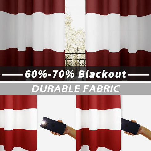 Grommet 4th DriftAway Red Striped Room Darkening Curtains Patriotic Horizontal Stripe Classic Drapes for Bedroom Living