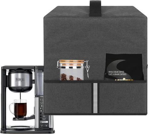Heavy Fabric Cloth Coffee Maker Cover, Dark Grey - Compatible with Ninja CM300, CM371, CM400, CM401, CM407, 12.6X9.5X15