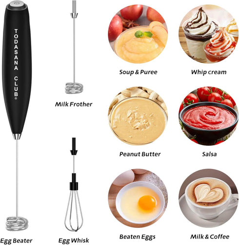 2024 Milk Frother Wand - Best Double Whisk Handheld Mixer for Coffee, Cappuccino, Frappe, Matcha & More