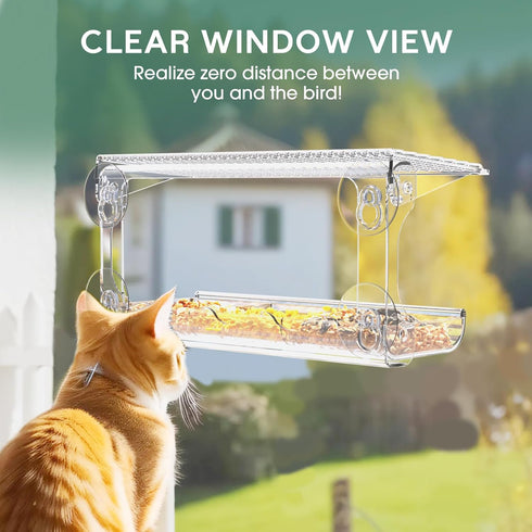 Window Bird Feeder for Outdoors, Clear Bird Feeders Mounted with Strong Suction Cups for Wild Bird Watching in Garden
