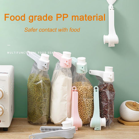4pcs Bag Spout Clip,for Food,Snack Sealing Clips with Pour Spouts,Kitchen Chip Bag with Adhesive Hooks, for Cereal