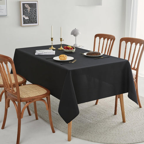 Romanstile Rectangle Tablecloth, 2 Pack 60 x 84 Inch, Stain and Wrinkle Resistant Washable Polyester Table Cover for Dining Table and Holiday Parties, Black by Romanstile