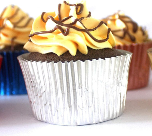 Eoonfirst 100 Pcs Standard Foil Cupcake Liners (Silver)
