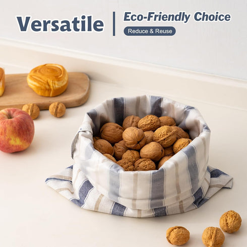 Bread Bags for Homemade Sourdough, Reusable Linen Storage Bag with Bowl Cover, Plastic Lined, Bread Proofing Cover