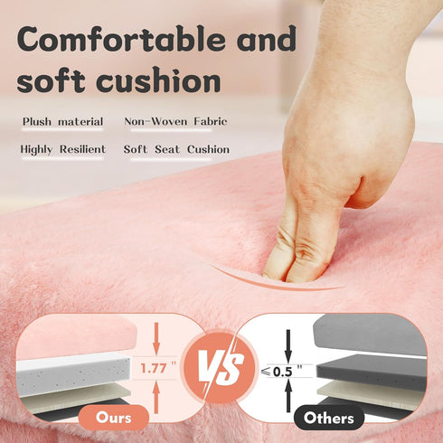 300 lbs, 17x13x13IN Storage Ottoman, Folding Ottoman Foot Rest Stool with Thicker Furry Padded Seat. Soft Fur Small