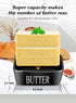 Black Ceramic Butter Dish with Lid - Large Countertop Holder for 2 Sticks, Includes Knife and Sponge Scrubber