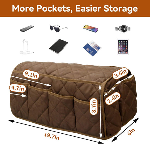 Armchair Caddy, Waterproof Sofa Armrest Organizer with 14 Pockets for TV Remote, Phone, Magazine, Non Slip Recliner
