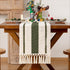 MLMW 40 inches Boho Table Runner Olive Green&Ivory Small Coffee Table Runner Rustic Macrame Woven Table Runners Short