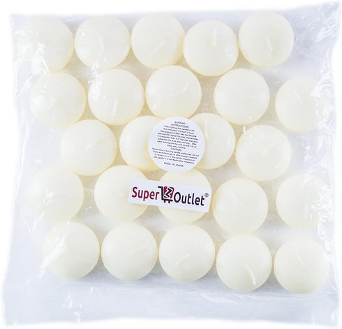Super Z Outlet 1 3/4" Unscented Natural Color Water Floating Mini Candle Discs, 24 Candles