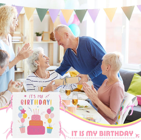 Tudomro 2 Pieces Birthday Chair Cover for Office Chair, Kids Chair Cover with Ribbons, Cupcake Back Covers (Blue, Pink)