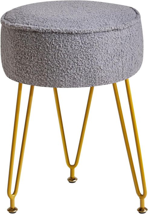 IBUYKE Teddy Velvet Round Footrest Stool Ottoman, Makeup Vanity Stool Side Table,