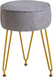 IBUYKE Teddy Velvet Round Footrest Stool Ottoman, Makeup Vanity Stool Side Table,