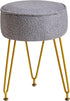 IBUYKE Teddy Velvet Round Footrest Stool Ottoman, Makeup Vanity Stool Side Table,