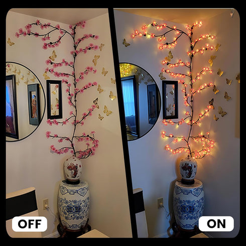 Generic 3.94 48LEDs 8 LED Tree Branch Lights for Wall FT Cherry Blossom Lights with Remote and Lighting Modes Cherry