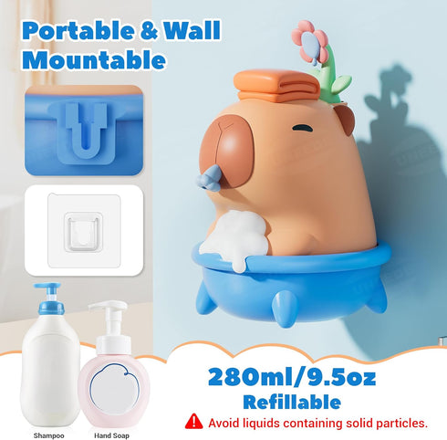 IP7 9.5oz/280ml, UNEEDE Capybara Hand Soap Dispenser, Automatic Touchless Foaming with Advanced Sensor, Waterproof