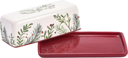 Counter, Countertop, Bico Santa On The Way Ceramic Butter Dish with Lid, Wide Butter Keeper for Kitchen Microwave