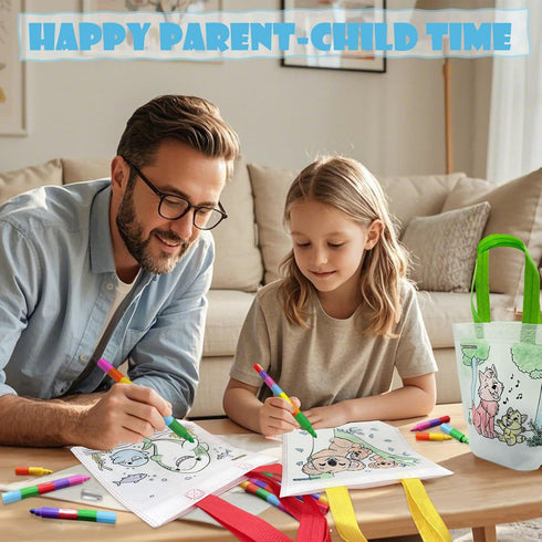 HahaMagic 12 12 Crayons(7-in-1), Coloring Goodie Bags with Reusable Art Party Favors for Kids Classroom, Birthday
