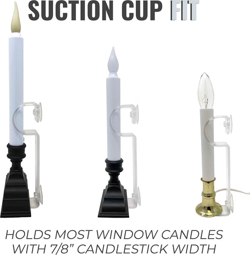 612 Vermont Window Candle Holders with Suction Cups, Fits Most Battery and Electric Window Candles