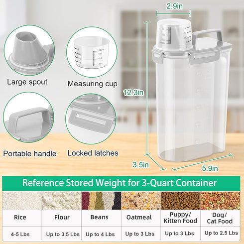 3 5 Lbs TBMax Rice Storage Container to - Small Pet Dog Cat Food Container Dispenser with Easy Pouring Spout & Cup