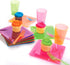 Party Essentials 10 Count Assorted Neon Hard Plastic Square Twist Salad/Snack Bowls, 12-Ounce