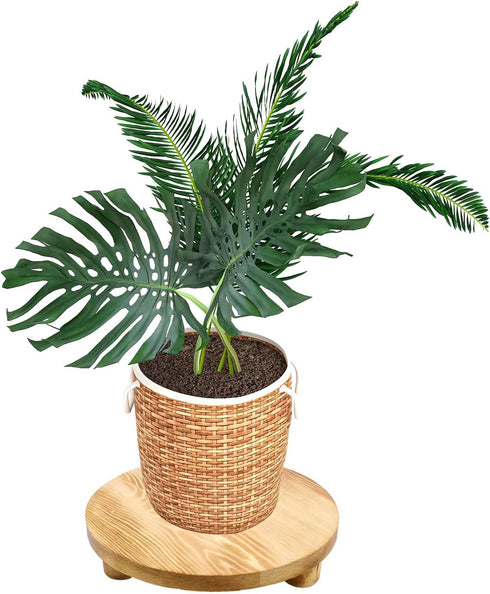 Wooden Plant Stands, 10 Inch Diameter Round Wooden Risers, Pedestal Stools for Plants