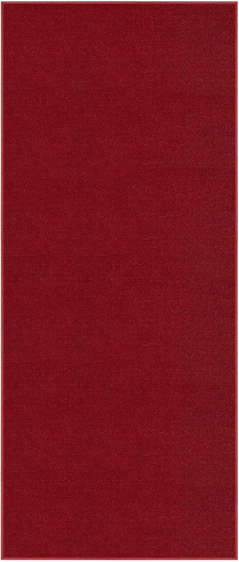 Kapaqua Red Solid Colored Runner Rug - Non Slip Rubber Grip Bottom, Pet Friendly Kitchen Hallway Carpet Runner 2x5