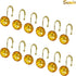 Sunlit Luxury Design Round Yellow Diamond Crystal Gem Bling Shower Curtain Hooks, Rust Proof Metal Rings - 12 Pack