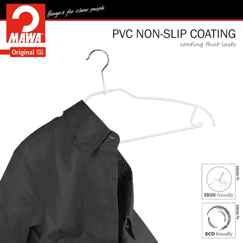 Mawa by Reston Lloyd Silhouette Ultra-Thin Series Non-Slip Space Saving Shirt Hanger with Pant Bar & Skirt Hooks, Pack