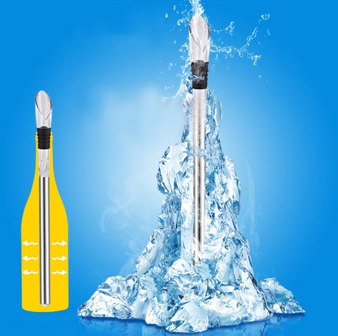 DERNORD 3-in-1 Wine Chiller, Stainless Steel Bottle Cooler Stick with Aerator and Pourer for Chilling Wine