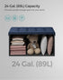 SONGMICS Foldable Storage Ottoman, 15 x 30 x 15 Inches, Midnight Blue, 660 lb Load Capacity