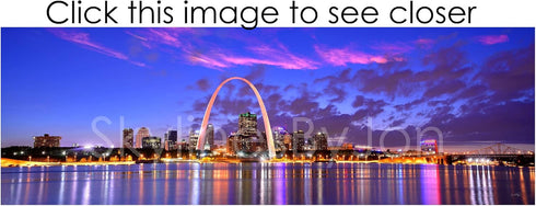 PHOTOSBYJON St. Louis Skyline Photo Print UNFRAMED, Dusk Sunset Color City Downtown, 11.75 x 36 inches
