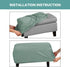 Turquoize Jacquard Ottoman Cover Stretch Storage Ottoman Slipcover Protector Covers Stretch Fabric Sofa Slipcover