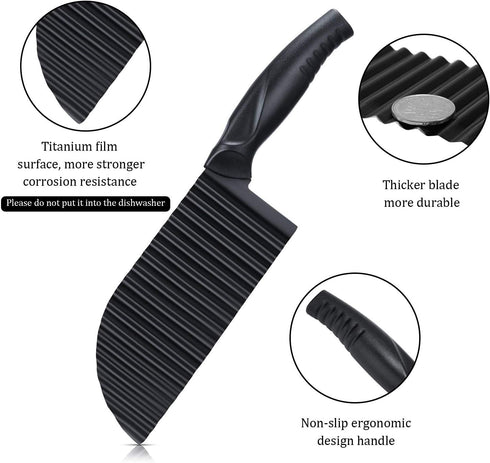 Patelai 2 Pcs Crinkle Potato Cutter - Stainless Steel Wavy Slicer for Salad & French Fry Cutting